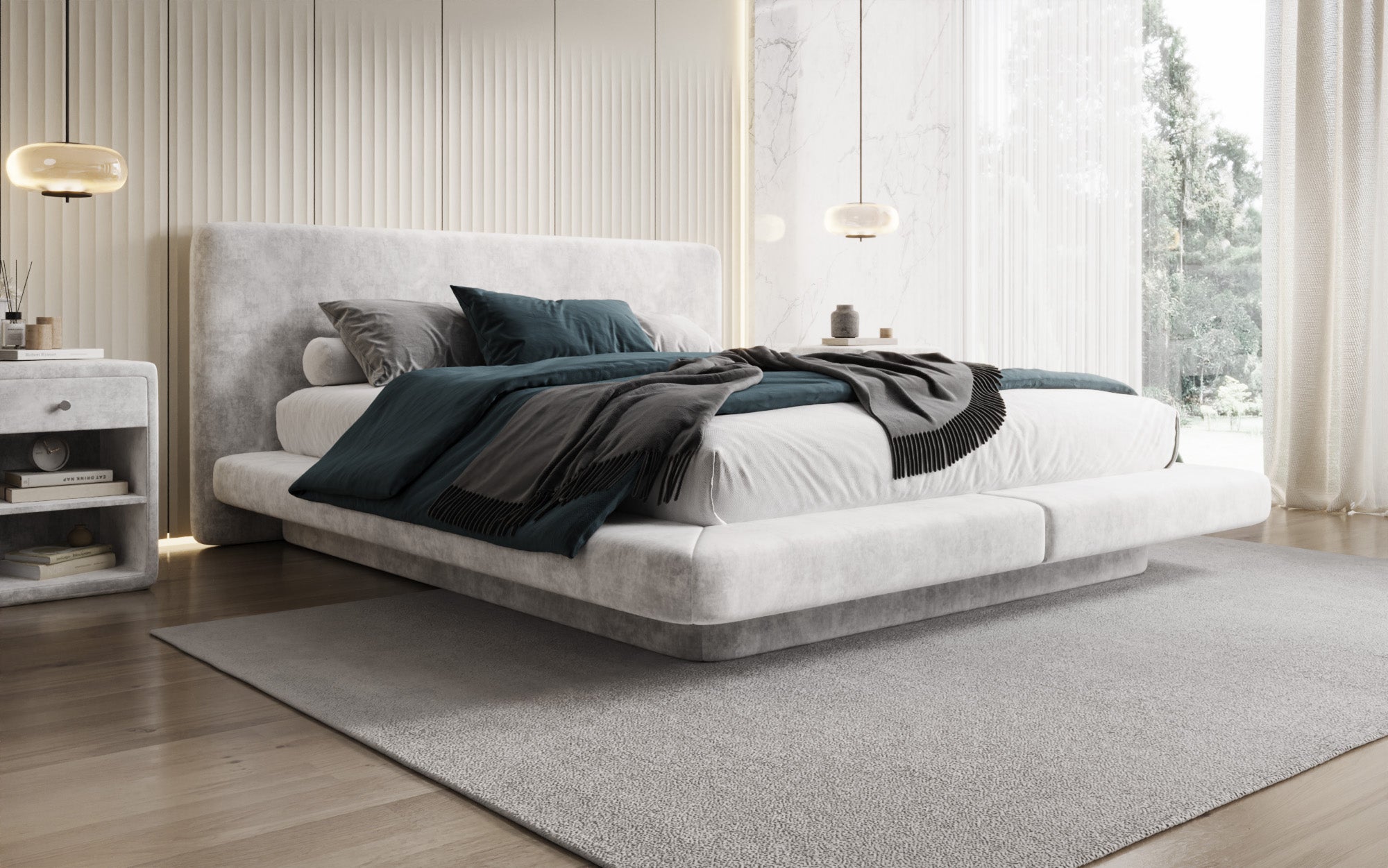 Lit rembourré design Yumi en Velours