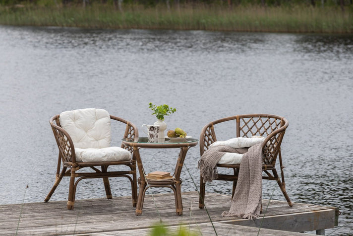 Balkonset Jasmin - aus walnussfarbenen Rattan