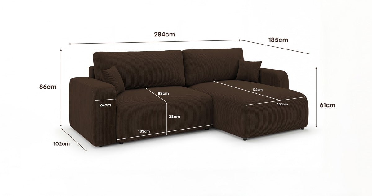 Canapé design Noma avec fonction couchage et rabattable en Côtelé