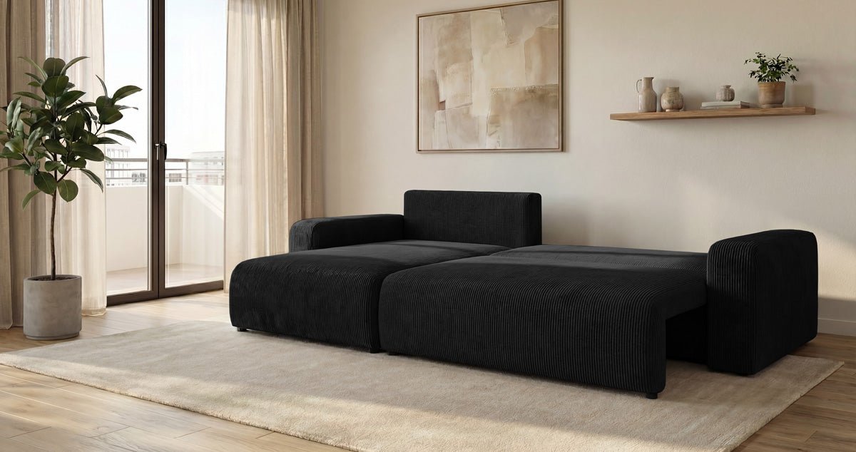 Canapé design Noma avec fonction couchage et rabattable en Côtelé