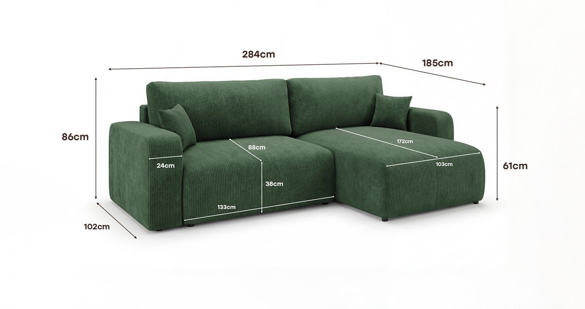 Canapé design Noma avec fonction couchage et rabattable en Côtelé