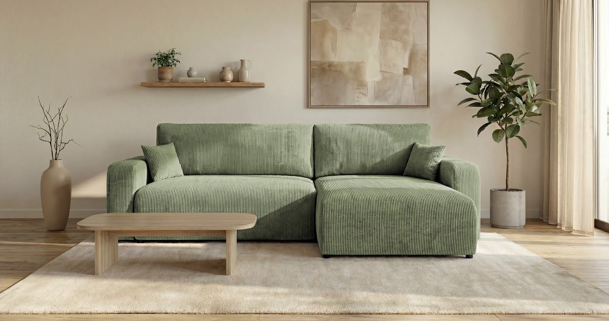 Canapé design Noma avec fonction couchage et rabattable en Côtelé