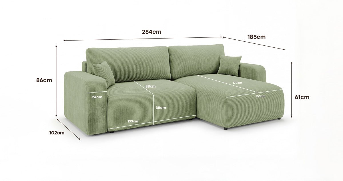 Canapé design Noma avec fonction couchage et rabattable en Côtelé