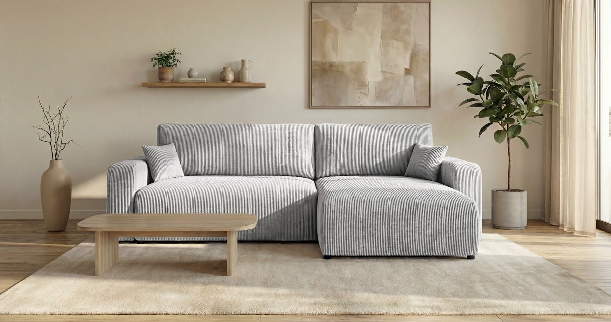 Canapé design Noma avec fonction couchage et rabattable en Côtelé