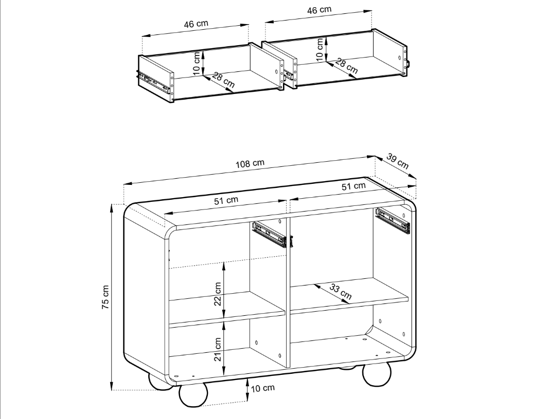 Commode design Layla 108 cm