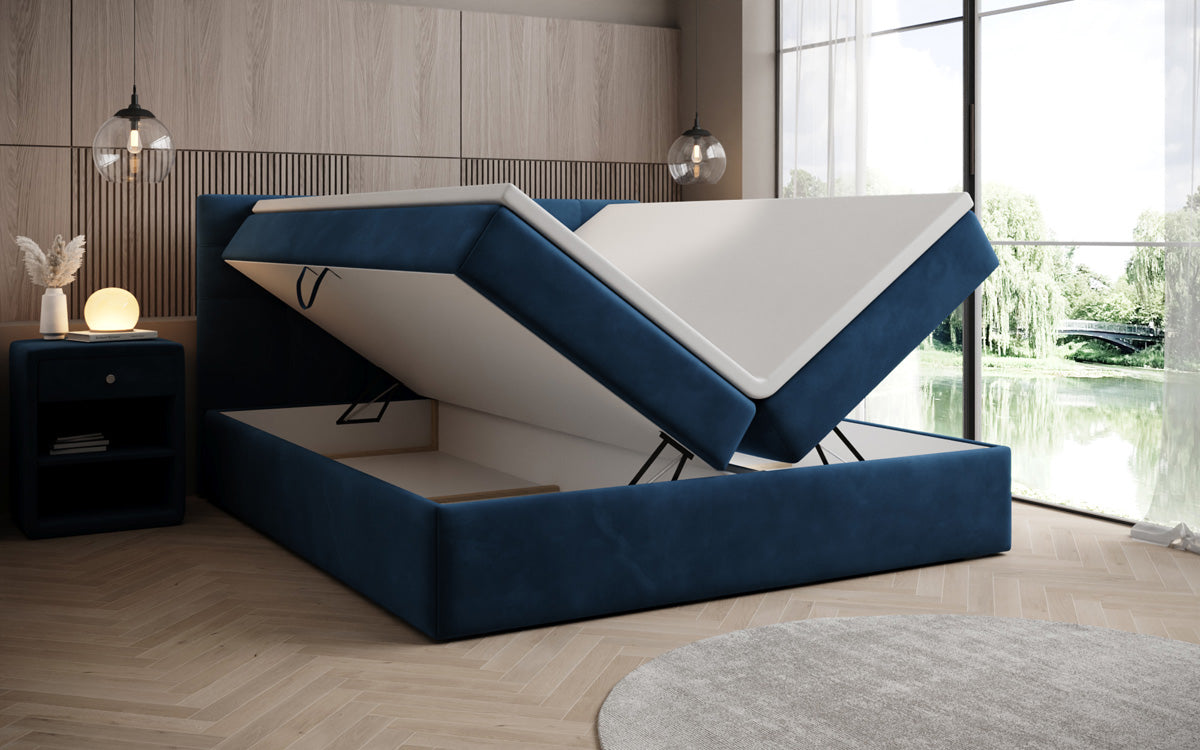 Lit boxspring Lux en Velours avec rangement