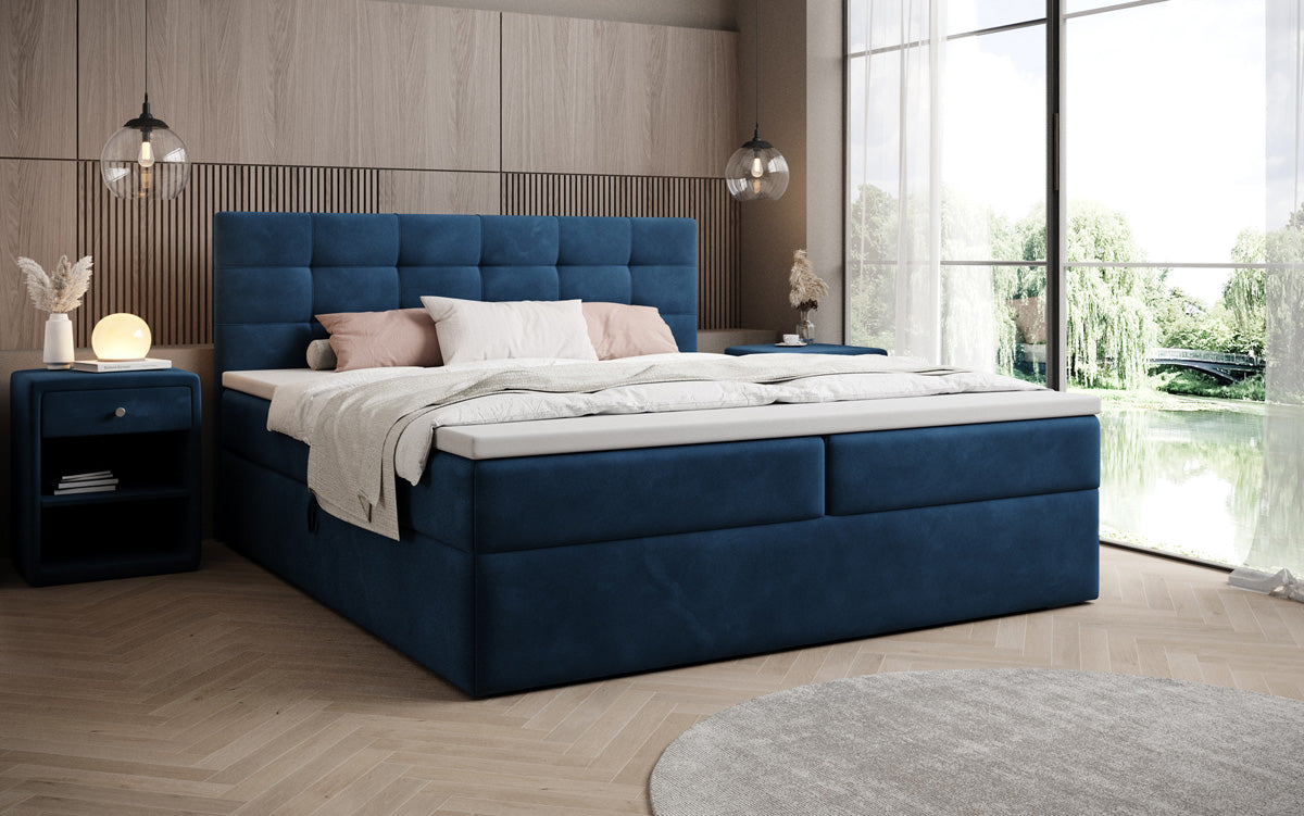 Lit boxspring Lux en Velours avec rangement