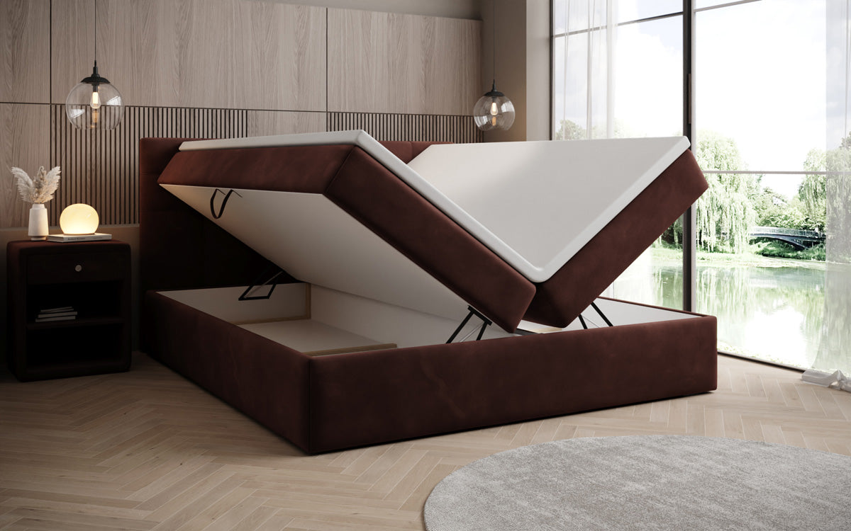 Lit boxspring Lux en Velours avec rangement
