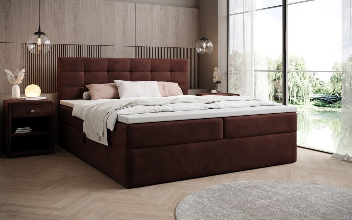 Lit boxspring Lux en Velours avec rangement