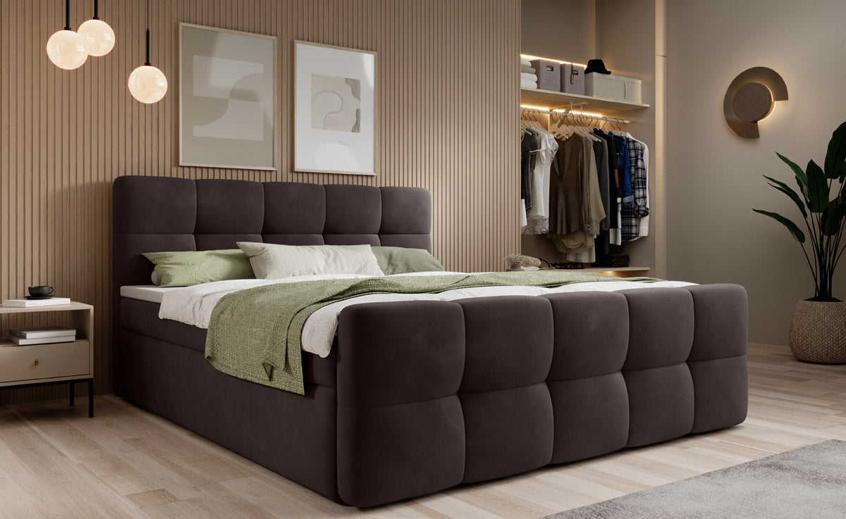 Boxspringbett Cozy Samt mit Stauraum