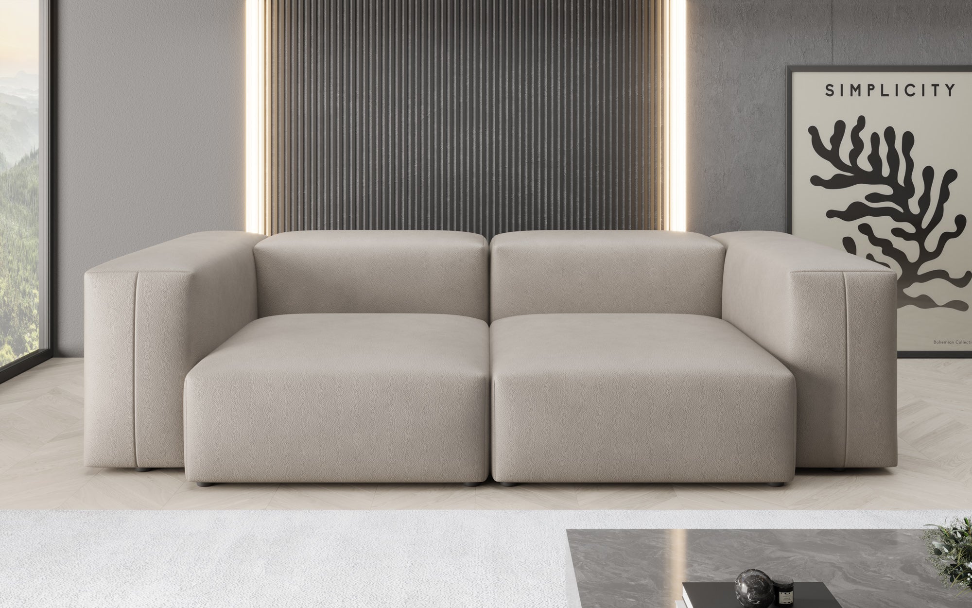 Canapé design 2 places Snug en cuir véritable