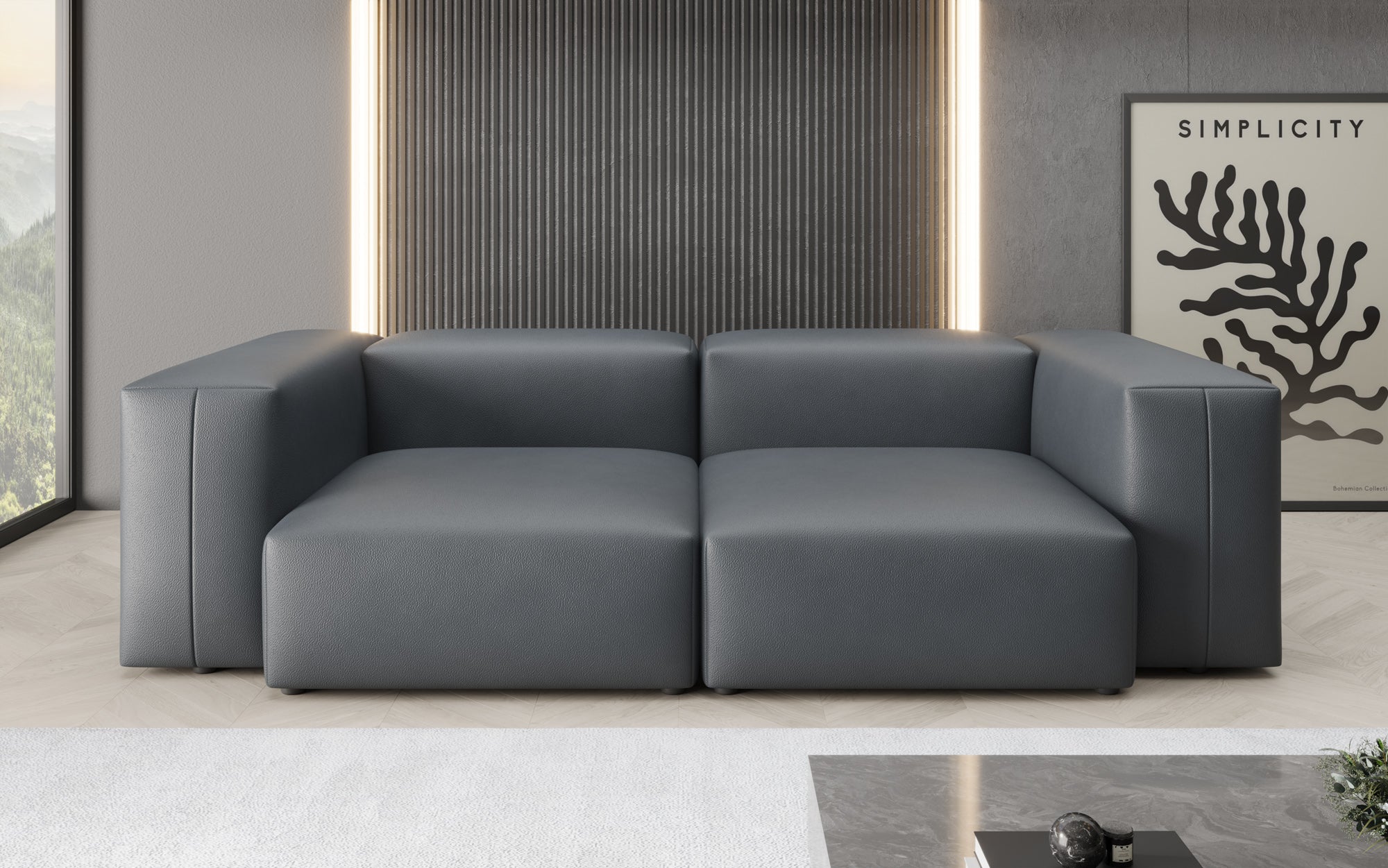Canapé design 2 places Snug en cuir véritable
