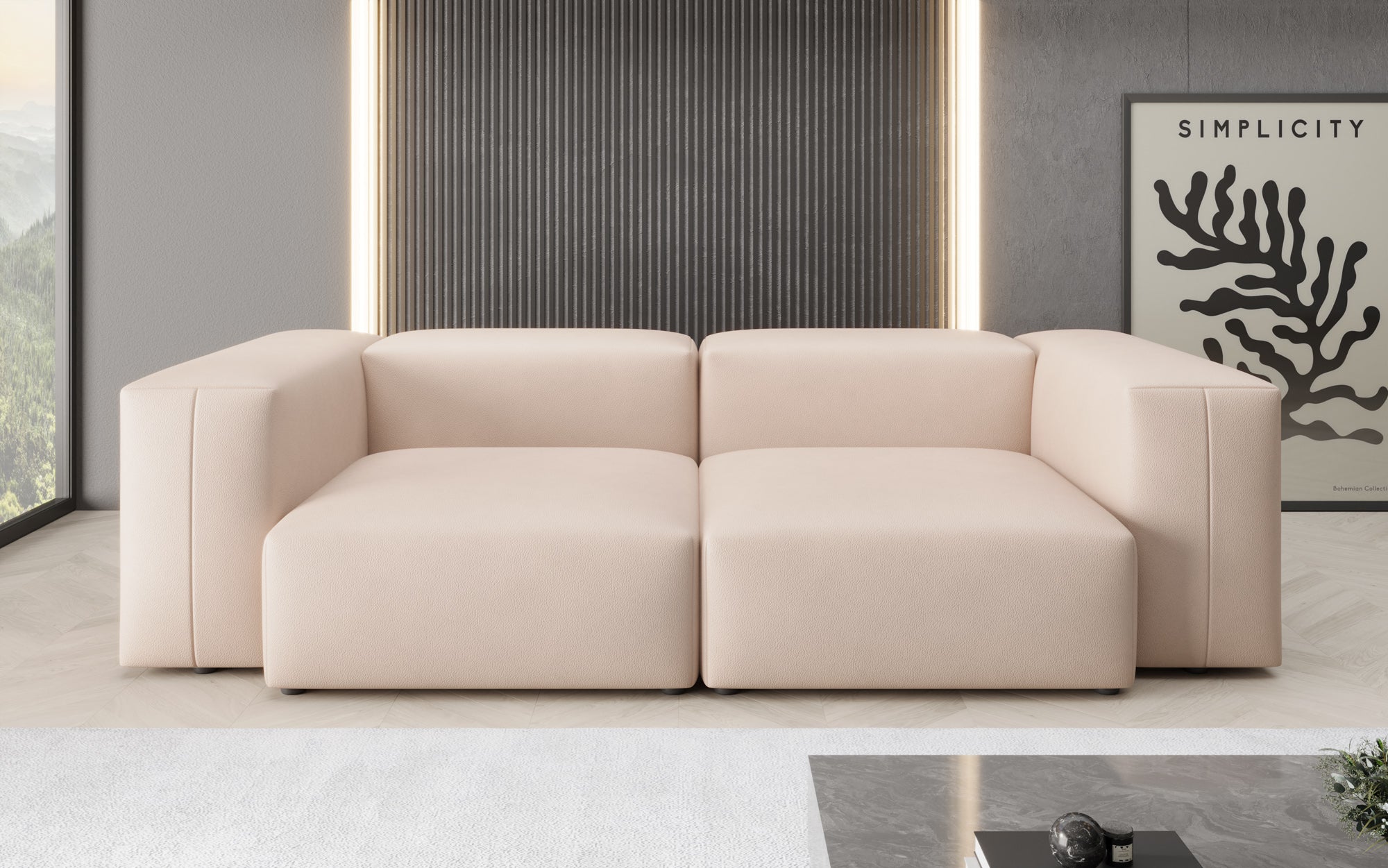 Canapé design 2 places Snug en cuir véritable