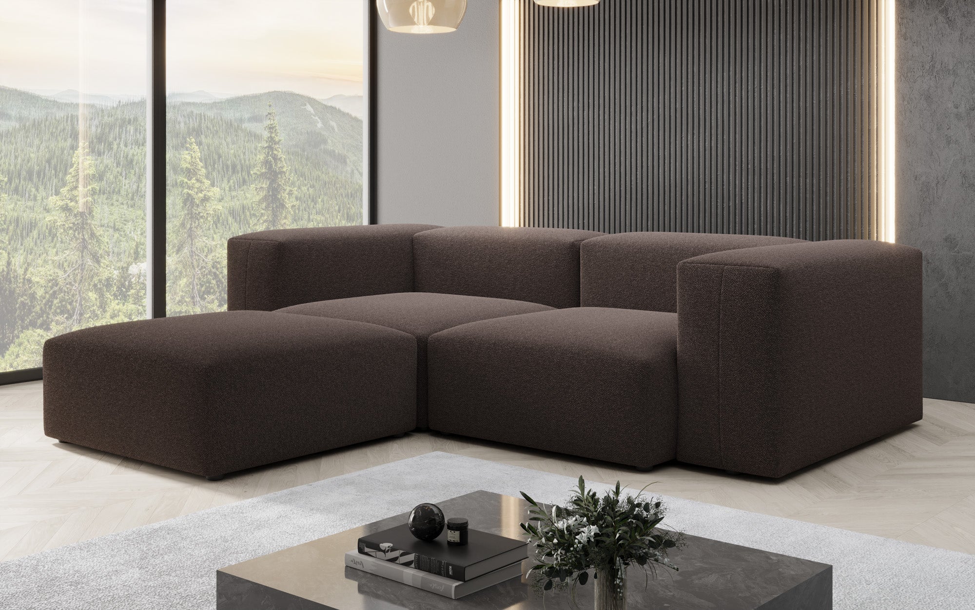 Canapé d'angle L Snug Mini en Bouclé