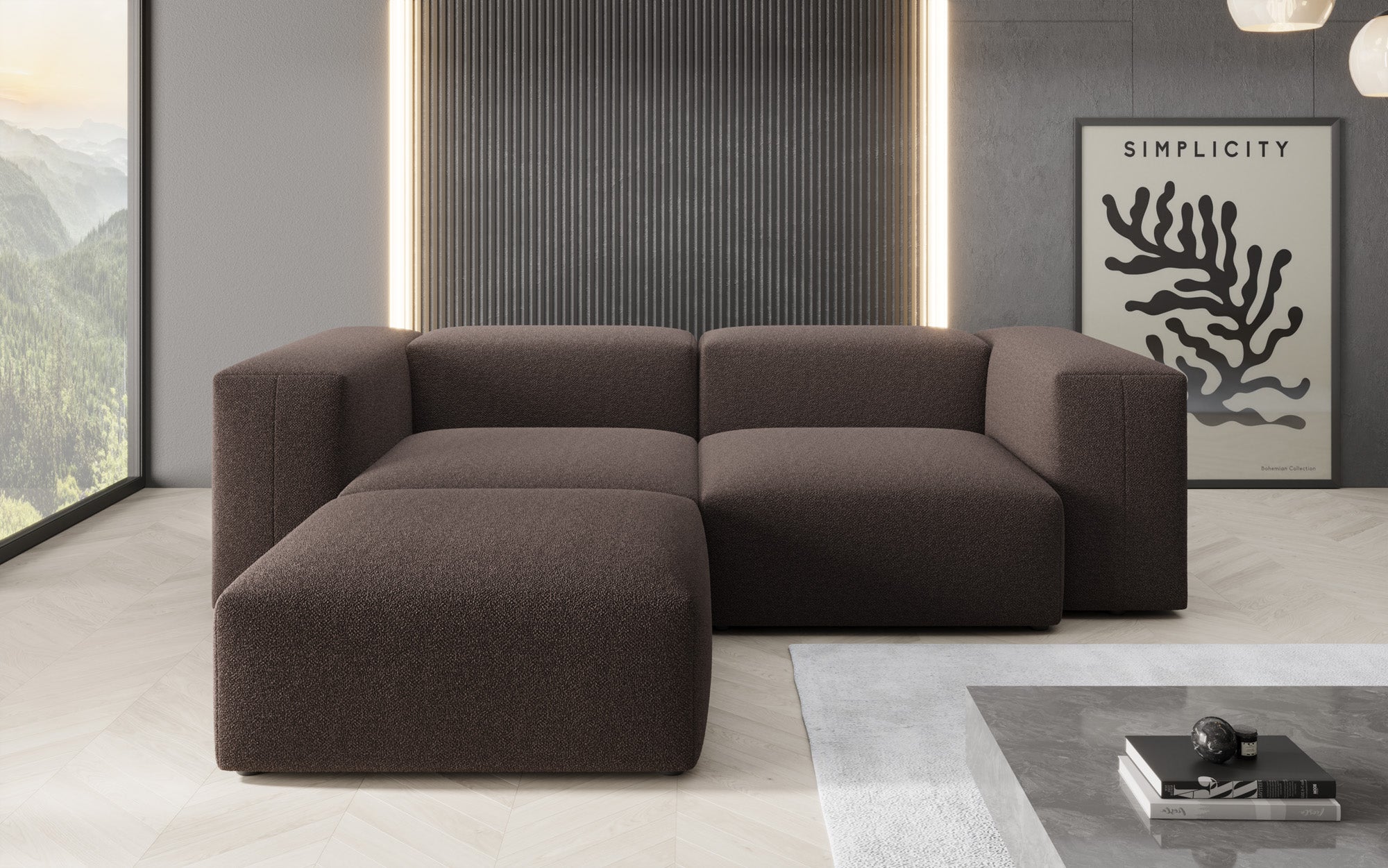 Canapé d'angle L Snug Mini en Bouclé