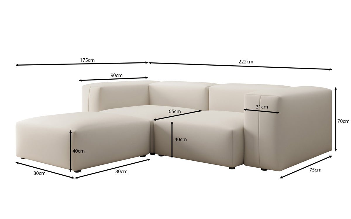 Designer Ecksofa Snug Mini in Stoff