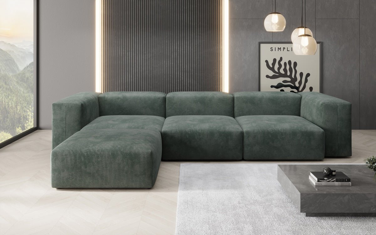 Canapé d'angle design Snug en Côtelé