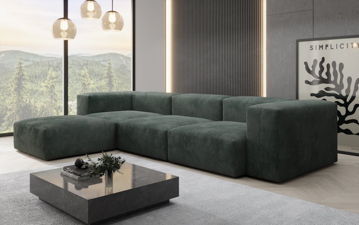 Canapé d'angle design Snug en Côtelé