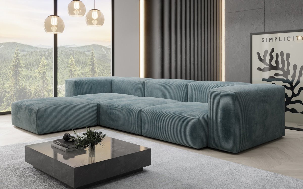 Canapé d'angle design Snug en Côtelé