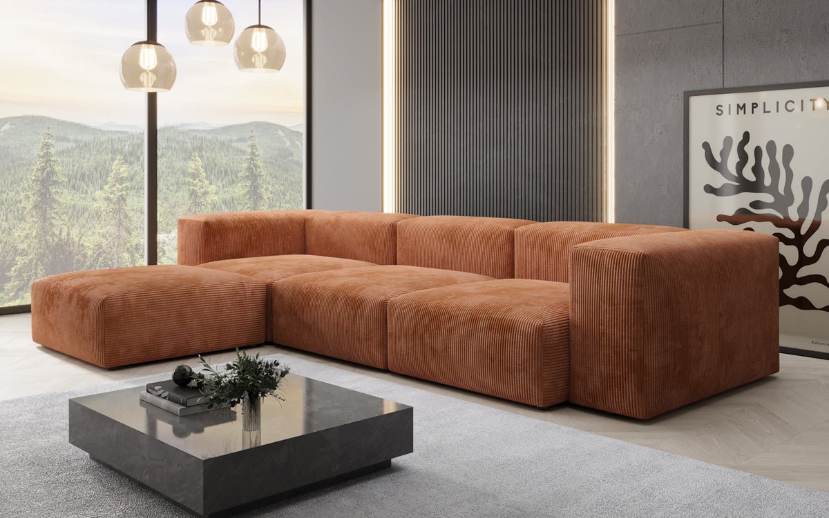 Canapé d'angle design Snug en Côtelé