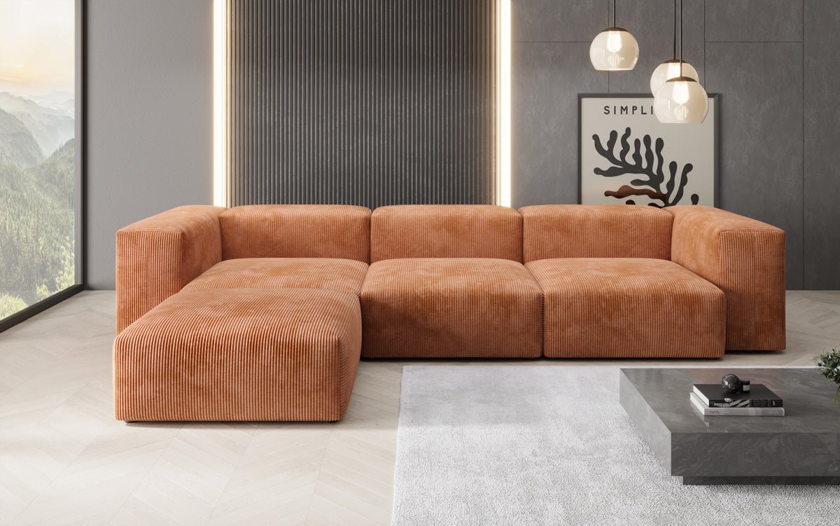 Canapé d'angle design Snug en Côtelé