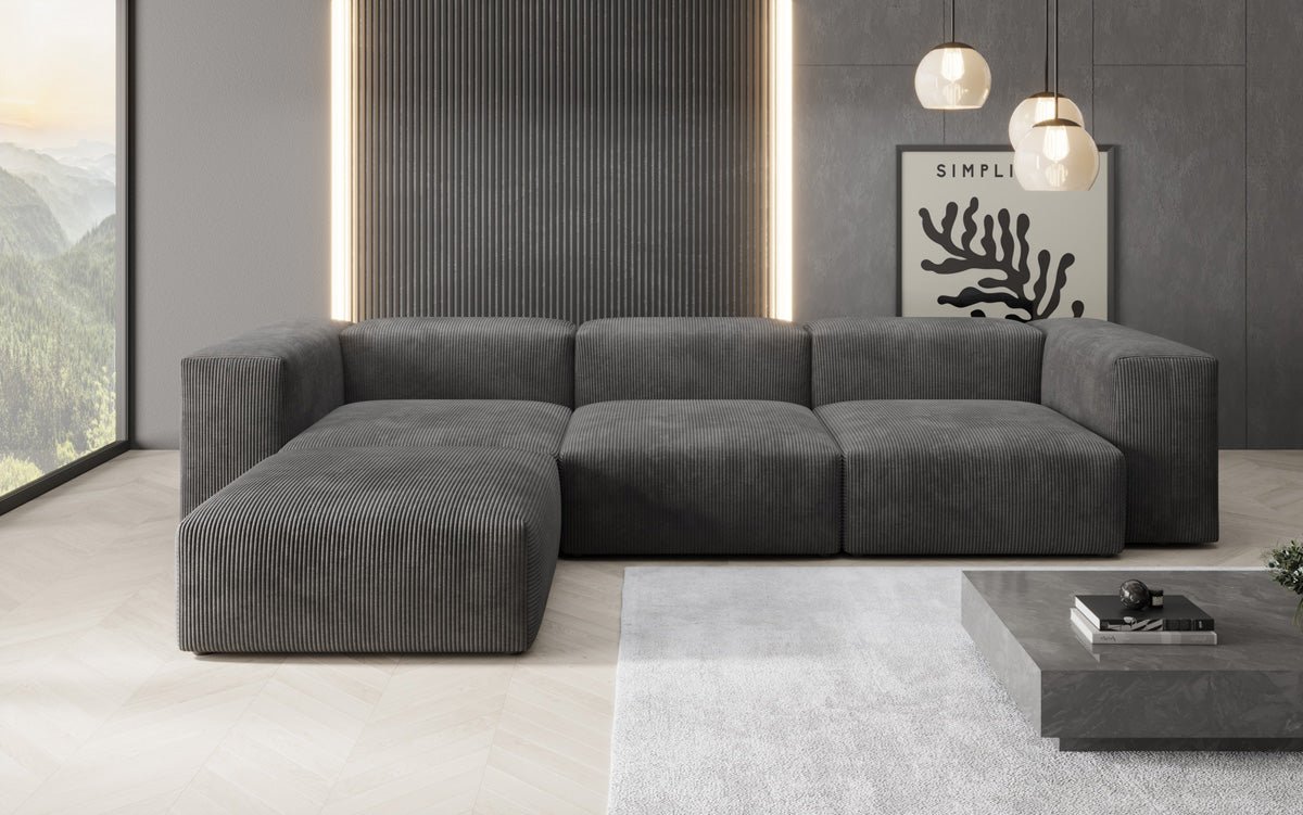 Canapé d'angle design Snug en Côtelé