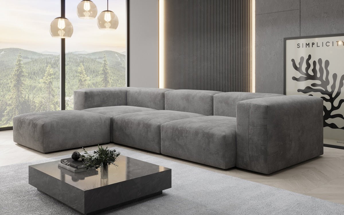 Canapé d'angle design Snug en Côtelé