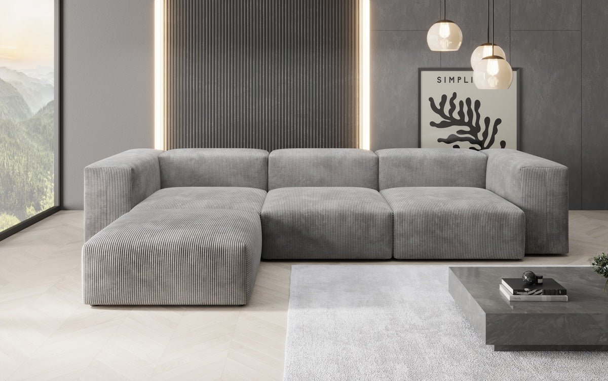 Canapé d'angle design Snug en Côtelé
