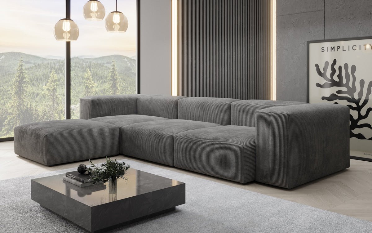 Canapé d'angle design Snug en Côtelé