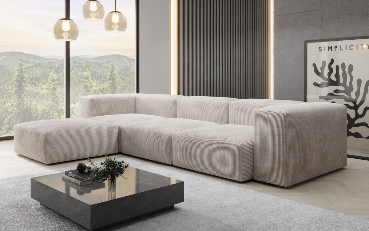 Canapé d'angle design Snug en Côtelé
