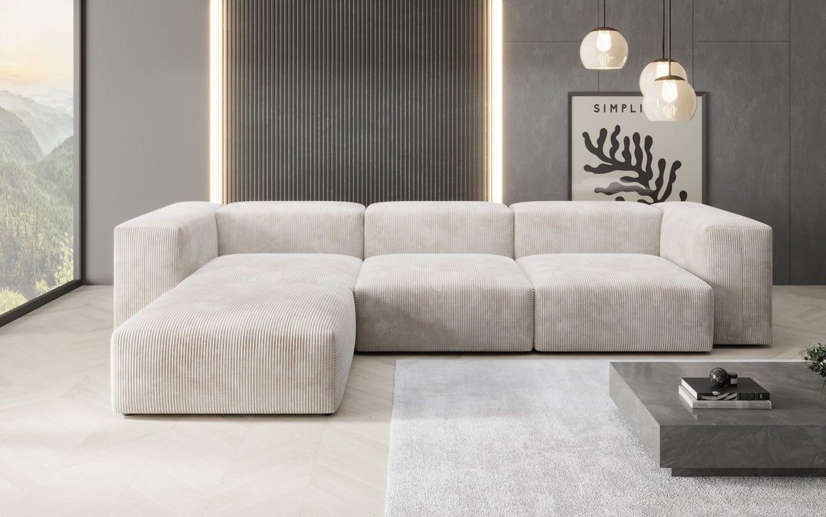 Canapé d'angle design Snug en Côtelé