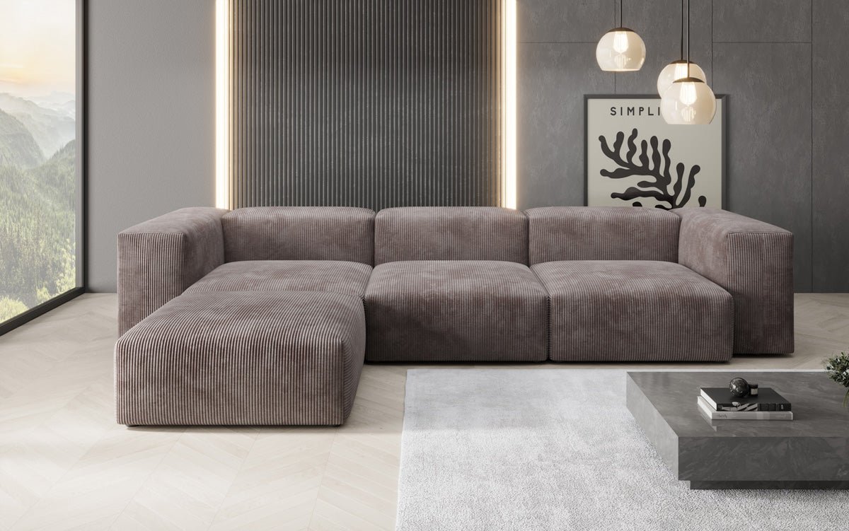 Canapé d'angle design Snug en Côtelé