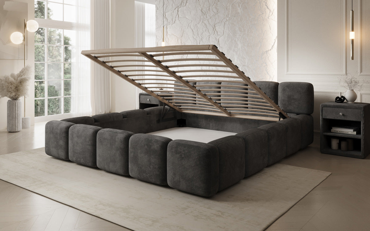 Designer Polsterbett Giulia Cord mit Stauraum