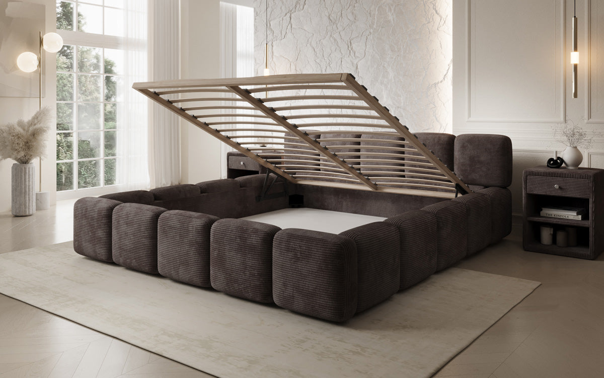 Designer Polsterbett Giulia Cord mit Stauraum