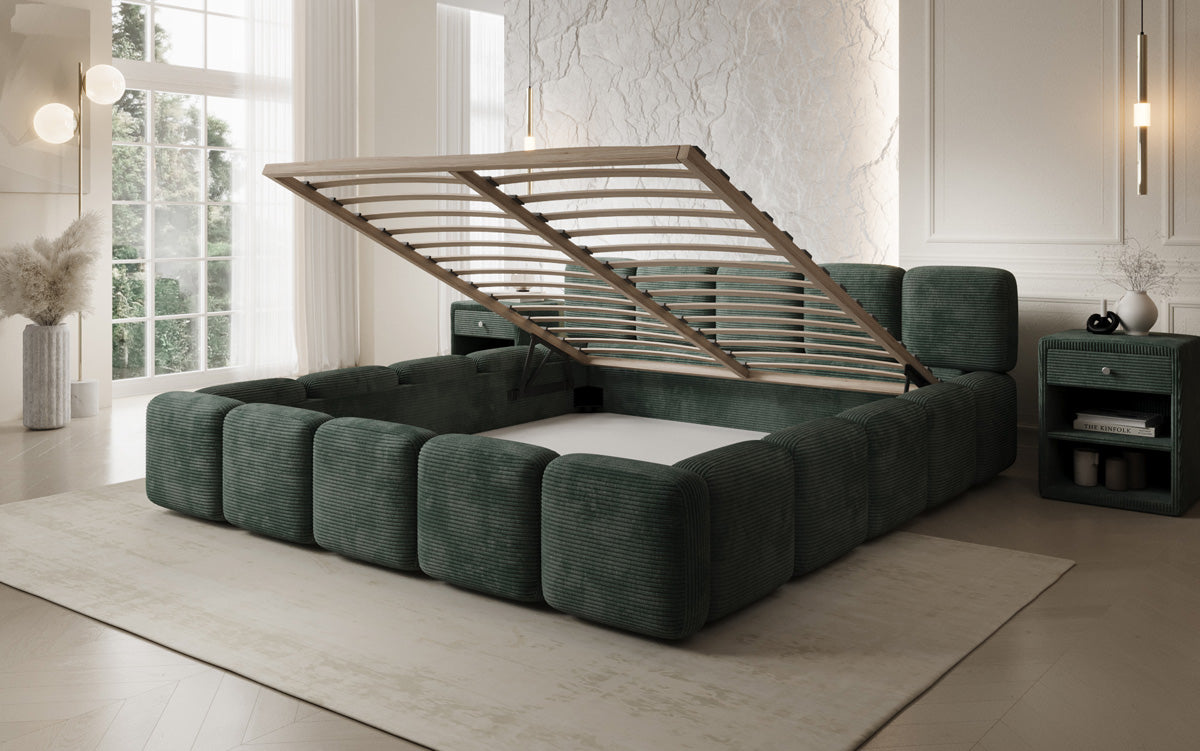 Designer Polsterbett Giulia Cord mit Stauraum