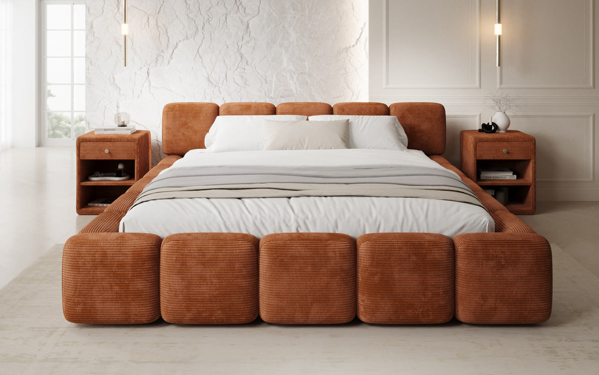 Designer Polsterbett Giulia Cord mit Stauraum