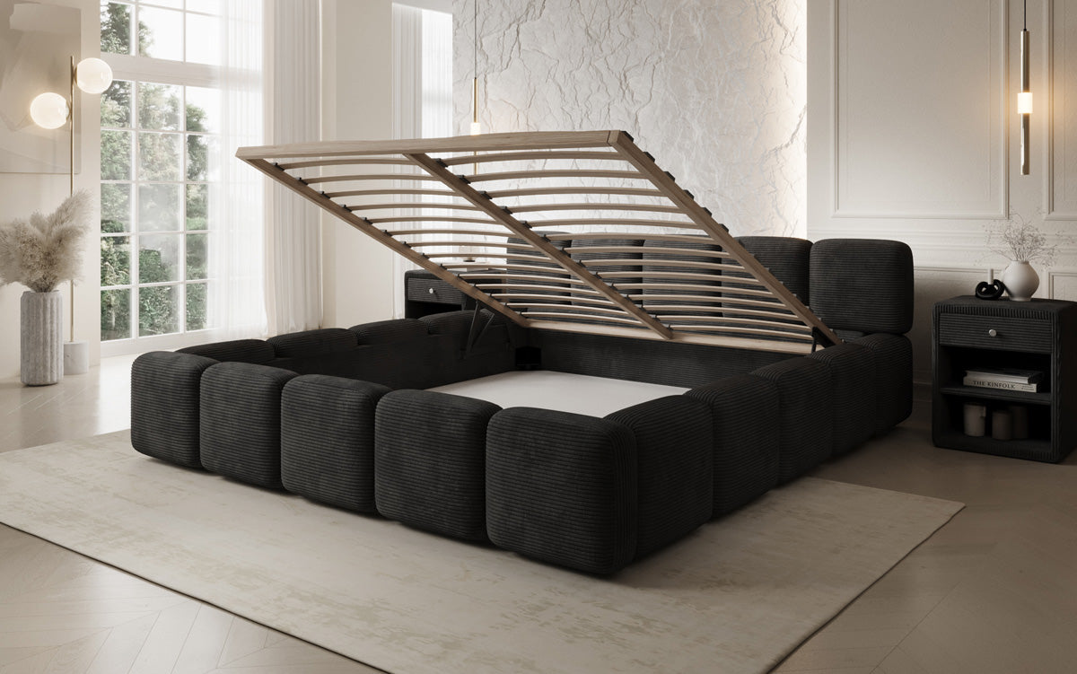 Designer Polsterbett Giulia Cord mit Stauraum