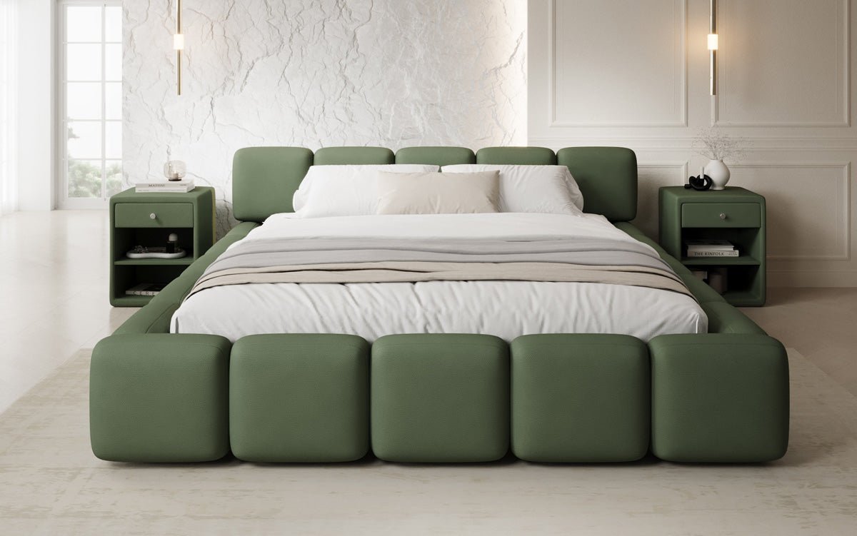 Lit rembourré design Giulia en Tissu avec espace de rangement