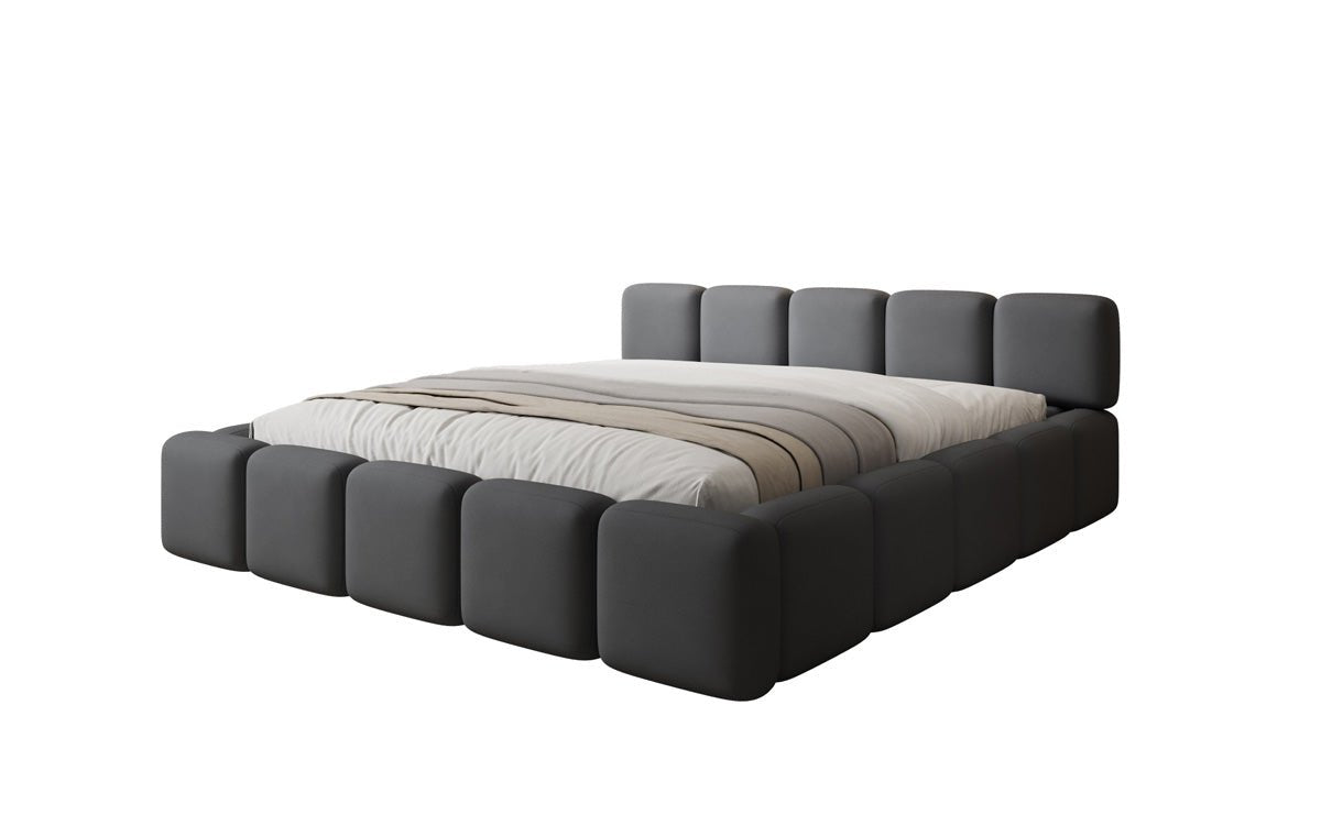 Lit rembourré design Giulia en Tissu avec espace de rangement
