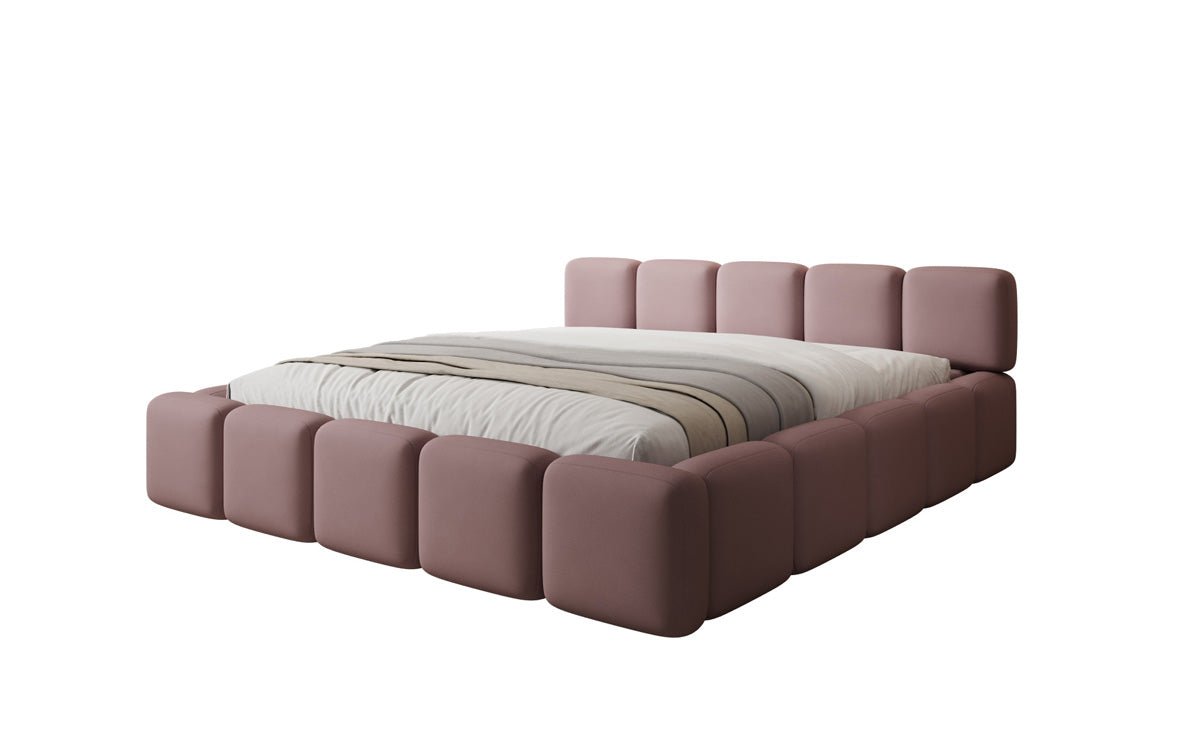 Lit rembourré design Giulia en Tissu avec espace de rangement
