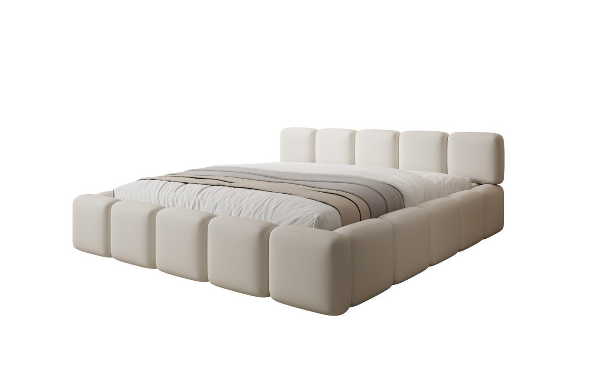 Lit rembourré design Giulia en Tissu avec espace de rangement