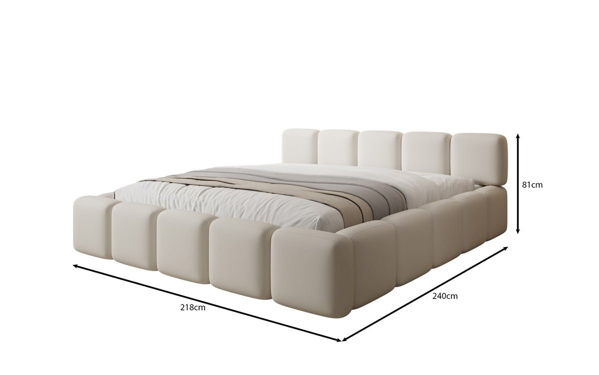 Lit rembourré design Giulia en Tissu avec espace de rangement