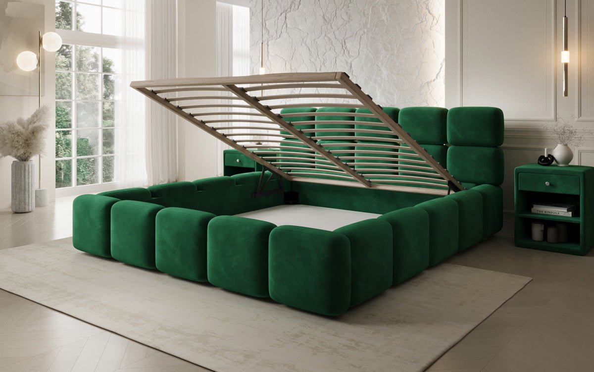 Designer Polsterbett Matilda Samt mit Stauraum