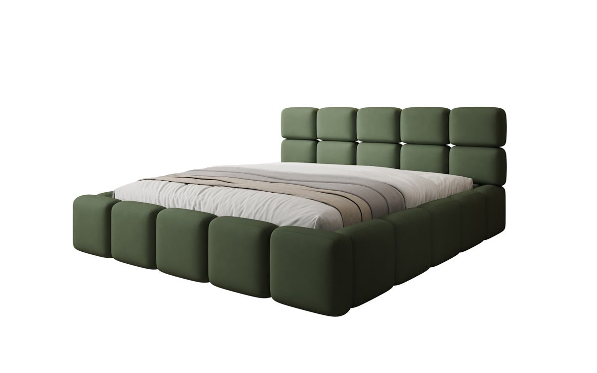 Lit rembourré design Matilda en Tissu avec espace de rangement