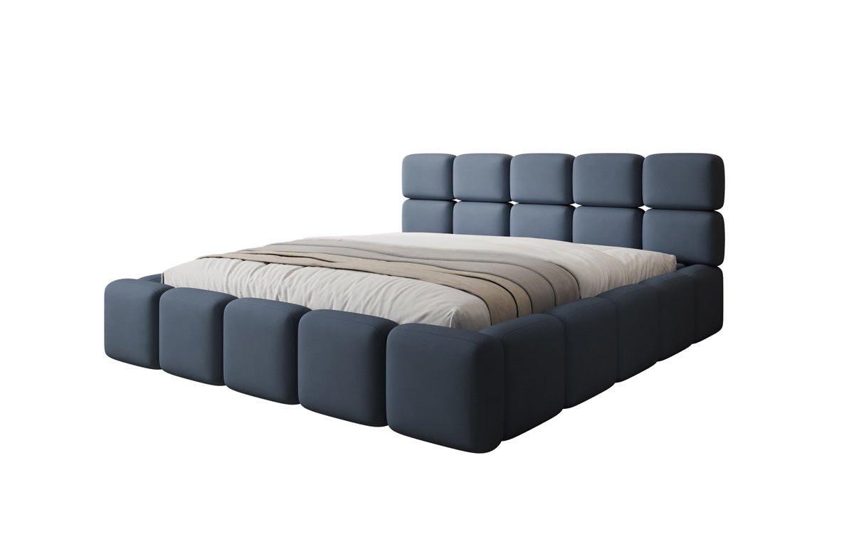 Lit rembourré design Matilda en Tissu avec espace de rangement