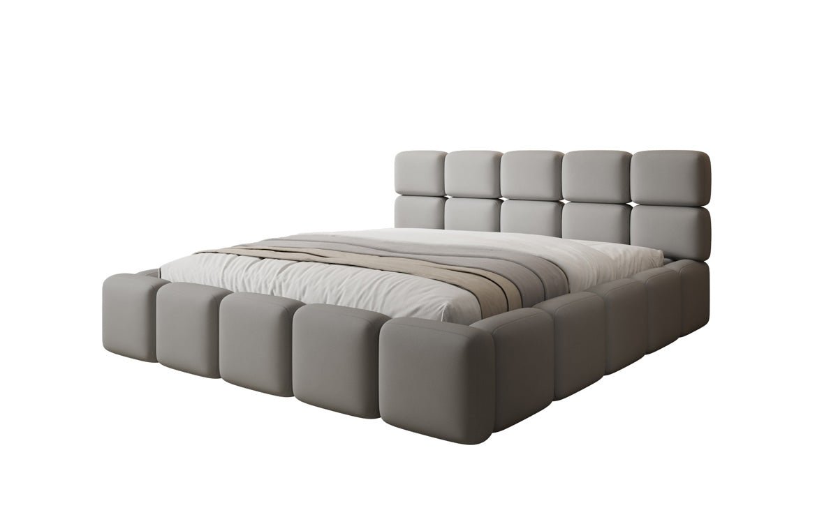 Lit rembourré design Matilda en Tissu avec espace de rangement