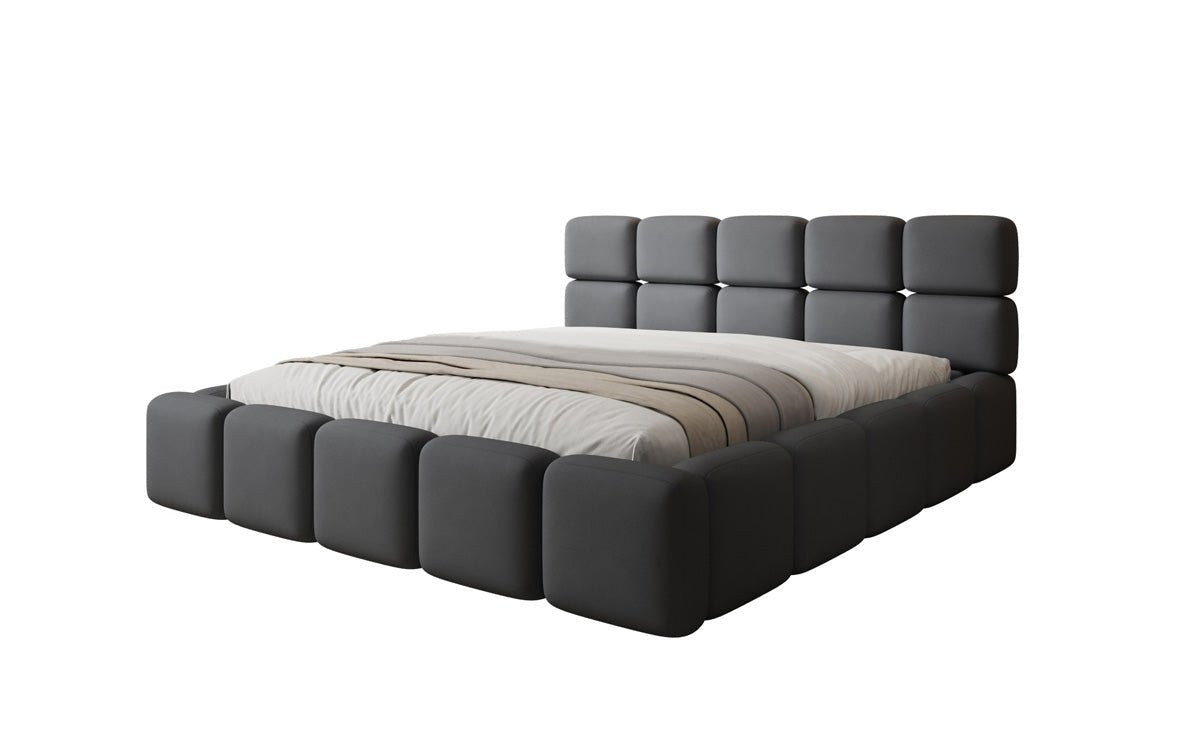 Lit rembourré design Matilda en Tissu avec espace de rangement