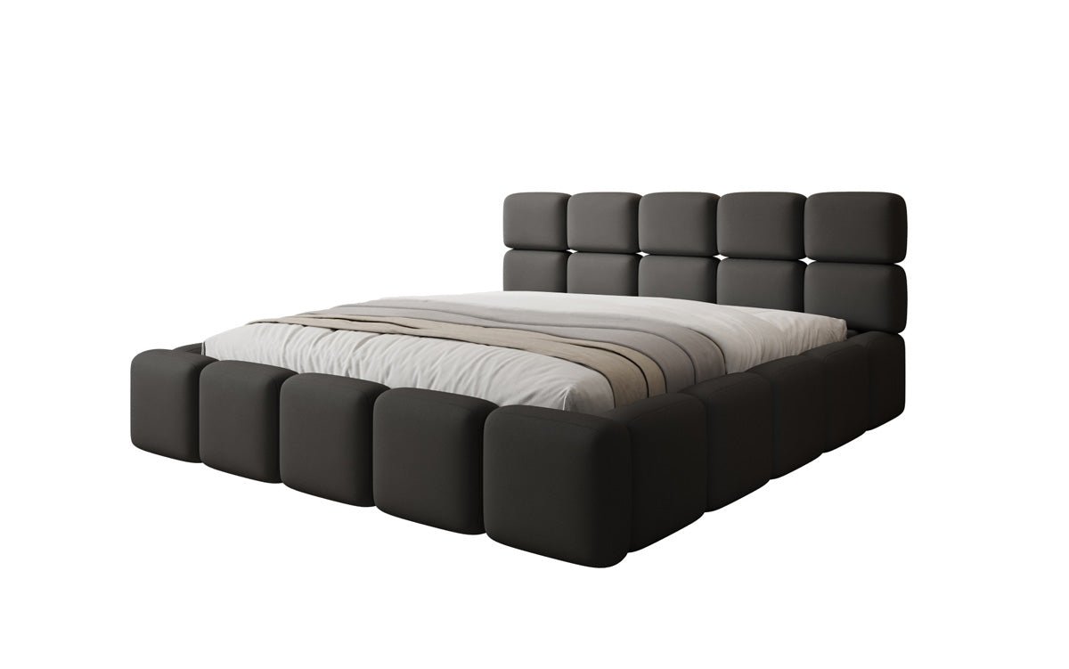 Lit rembourré design Matilda en Tissu avec espace de rangement