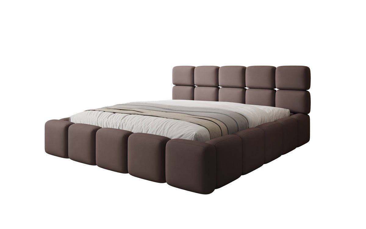 Lit rembourré design Matilda en Tissu avec espace de rangement