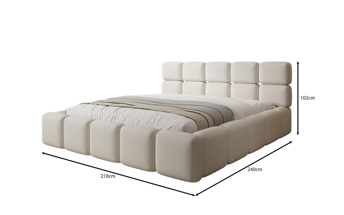 Lit rembourré design Matilda en Tissu avec espace de rangement